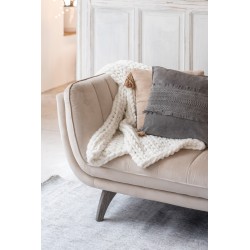 Coussin carré avec ligne en cuir gris foncé 43x43cm
