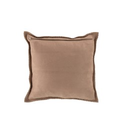 Coussin carré à point en cuir beige 42x41cm
