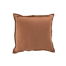 Coussin carré en cuir cognac 42x41cm