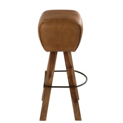 Tabouret de gymnastique en cuir marron 43x37x75 cm