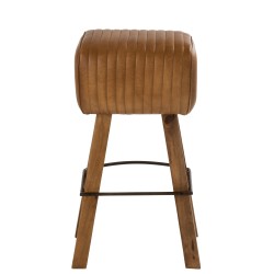 Tabouret de gymnastique en cuir marron 43x37x75 cm