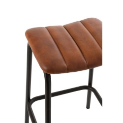 chaise bar avi cuir/fer cognac