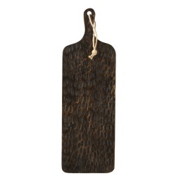 Planche à découper rectangulaire en bois de manguier marron avec manche L58cm