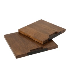 Tabla de cortar cuadrado madera mango marrón 35x35 cm