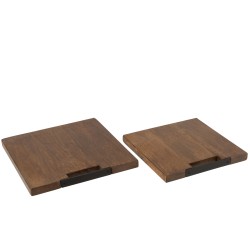 Tabla de cortar cuadrado madera mango marrón 35x35 cm