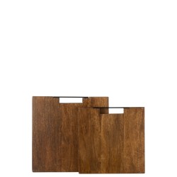 Tabla de cortar cuadrado madera mango marrón 35x35 cm