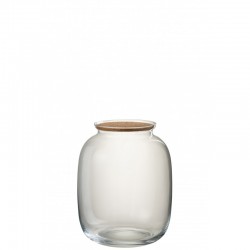 Pot décoratif avec couvercle liège en verre transparent H31cm