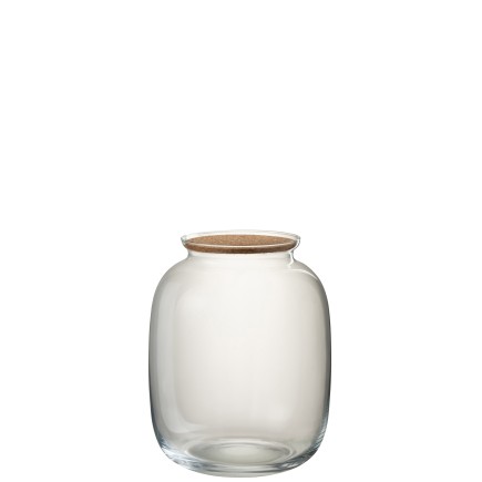 Pot décoratif avec couvercle liège en verre transparent H31cm