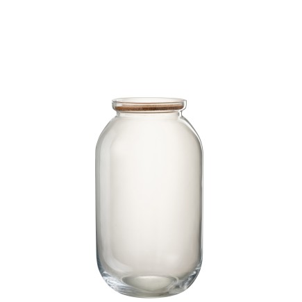 Pot décoratif avec couvercle liège en verre transparent H41cm