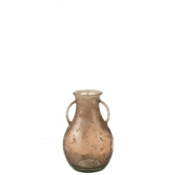 Vase bouteille avec anses en verre marron 22x22x33 cm