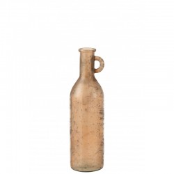 Vase bouteille avec anse en verre marron 14x14x50 cm