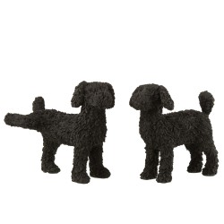 Set de 2 chiens en résine noir 21x12x21 cm