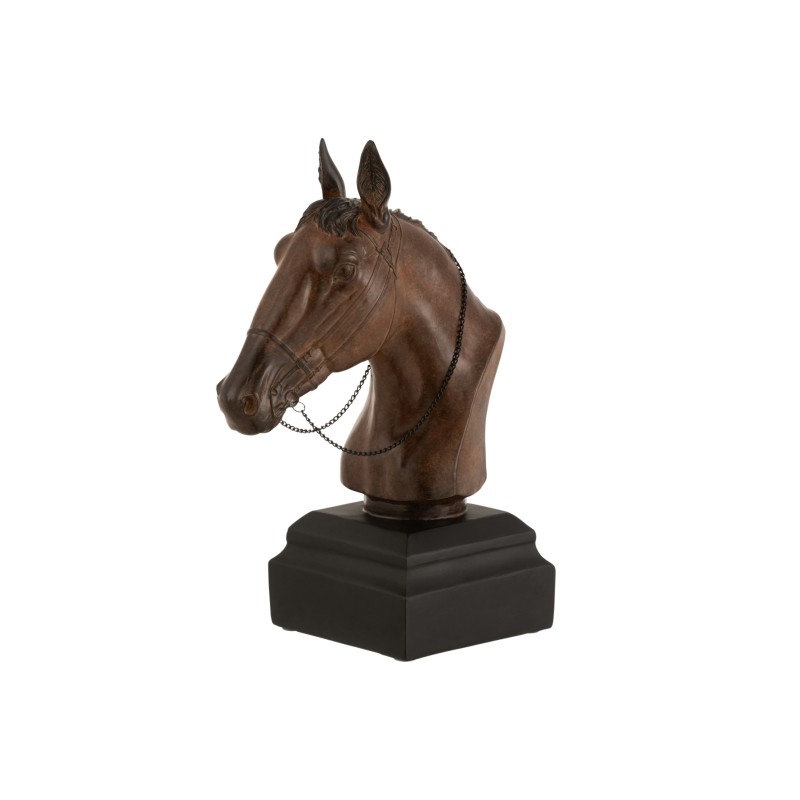 Tête de cheval en résine marron de 35,5 cm