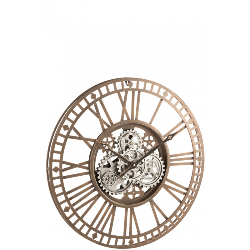 Reloj con números romanos de metal gris de 60x7x60 cm