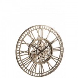 Horloge ronde en métal gris 60x7x60 cm