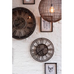 Horloge ronde en métal gris 60x7x60 cm