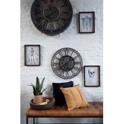 Horloge ronde en métal gris 60x7x60 cm