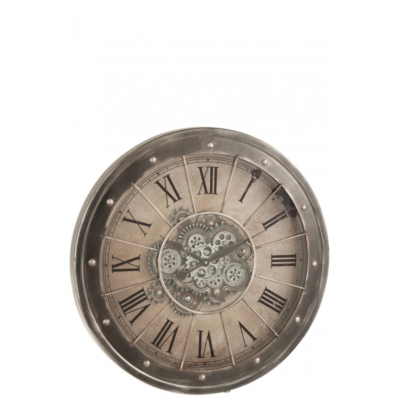 Reloj de metal gris de 80x9x80 cm