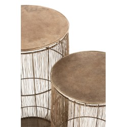 Lot de 2 tables gigogne en métal marron 41x41x72 cm