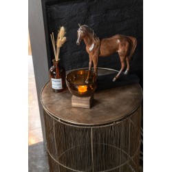 Lot de 2 tables gigogne en métal marron 41x41x72 cm