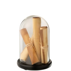 Cloche parchemin en verre beige 18x18x26 cm