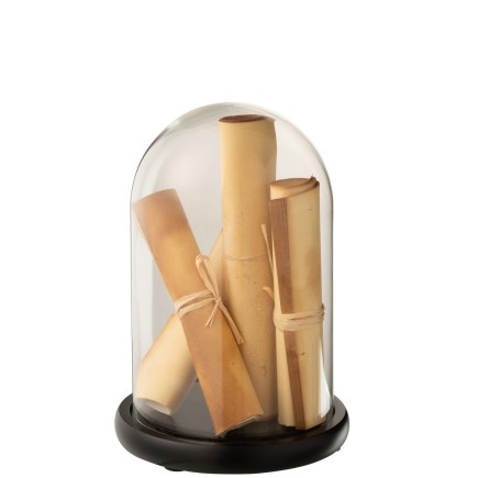 Cloche parchemin en verre beige 18x18x26 cm