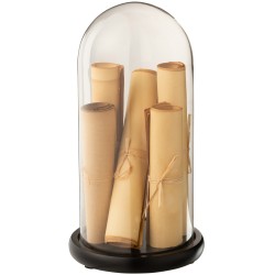 Cloche parchemin en verre beige 16x16x32 cm