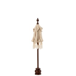 Parasol avec pied en bois beige 57x57x90 cm