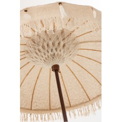 Parasol avec pompons en bois beige 188x188x250 cm