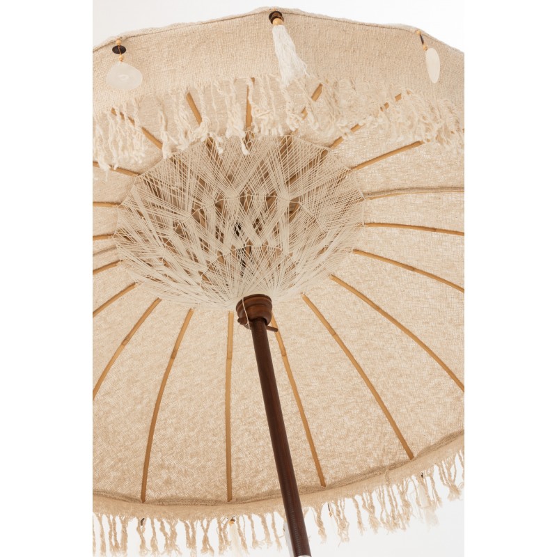 Parasol avec pompons en bois beige 188x188x250 cm