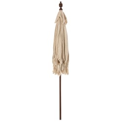 Parasol avec pompons en bois beige 188x188x250 cm