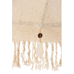 Parasol avec pompons en bois beige 188x188x250 cm