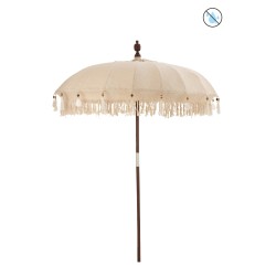 Parasol avec pompons en bois beige 188x188x250 cm