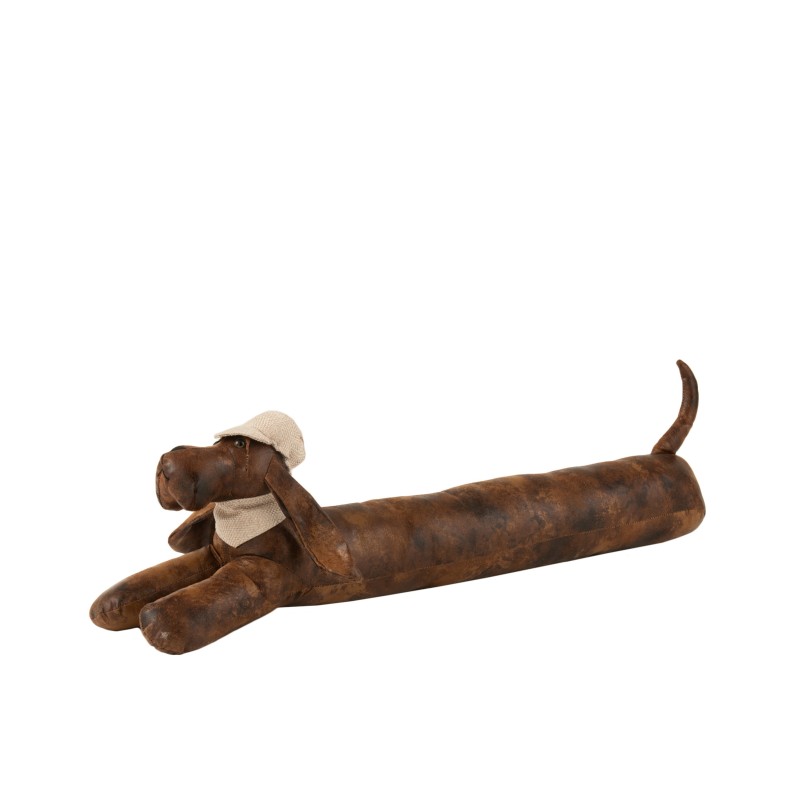 Boudin de porte chien en imitation cuir marron 84cm