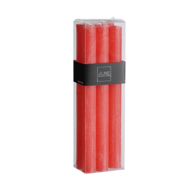 Lot de 6 bougies en paraffine rouge H24cm