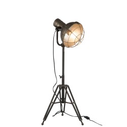 Lampe trepied ronde bambou metal naturel/noir - J-Line