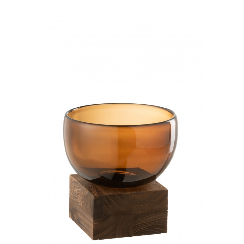 Vase sur pied en verre marron 18x18x20 cm