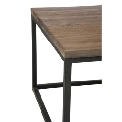 Mesa baja de madera marrón y metal negro 60x60x41 cm