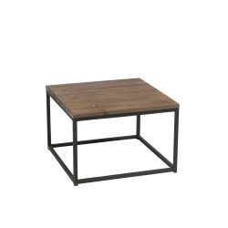 Mesa baja de madera marrón y metal negro 60x60x41 cm