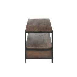 Mesa de salón de madera marrón y metal negro 120x50x60.5 cm