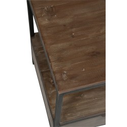 Mesa de salón de madera marrón y metal negro 120x50x60.5 cm