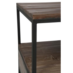 Mesa de salón de madera marrón y metal negro 120x50x60.5 cm