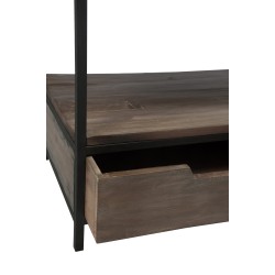 Mesa de salón de madera marrón y metal negro 120x50x60.5 cm