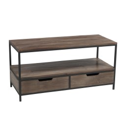 Mesa de salón de madera marrón y metal negro 120x50x60.5 cm