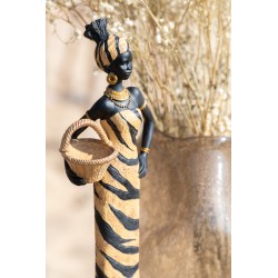 Lot de 2 statuettes africaines en résine beige et marron H64cm