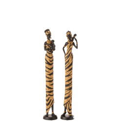 Lot de 2 statuettes africaines en résine beige et marron H64cm
