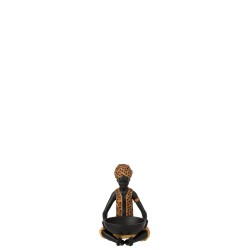 Garçon assis avec plateau en résine marron 17x20x25 cm