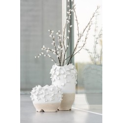 Vaso di fiori anemoni in ceramica bianca 25x17x21 cm