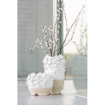 Vaso di fiori anemoni in ceramica bianca 25x17x21 cm