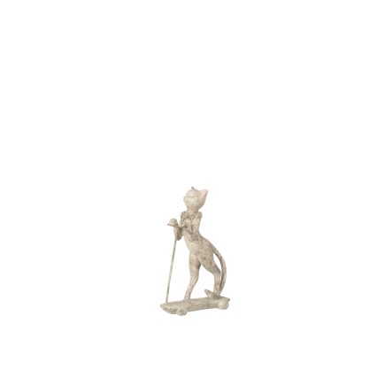 Set de 3 chats sur trotinette en résine beige 11.5x5x19 cm
